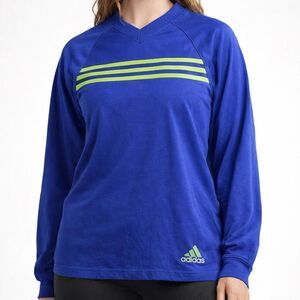 Vintage Adidas Shirt Women's XL Lime Green Racing Stripes Running Athleisure